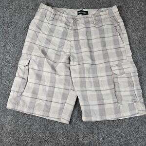 Burnside‎ Shorts Mens 32 Grey White Plaid Golf Masters Cargo Pocket 11in Inseam